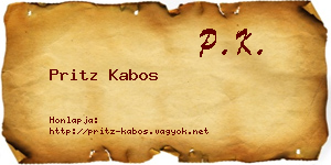 Pritz Kabos névjegykártya